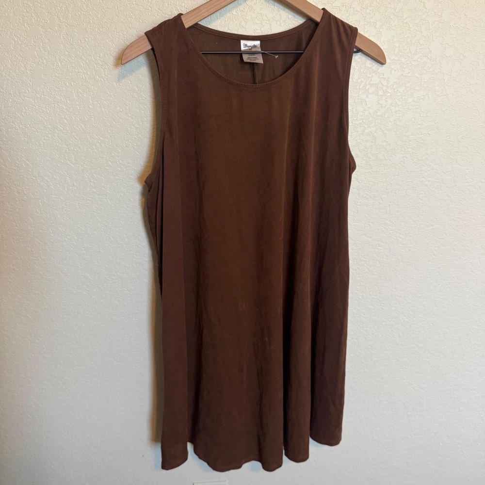Western Boho Chic Wrangler Faux Suede Dress XL Brown